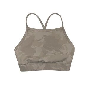 NOBULL Sports Bra Women's Size Small‎ Beige White Camo High Neck Cross Straps